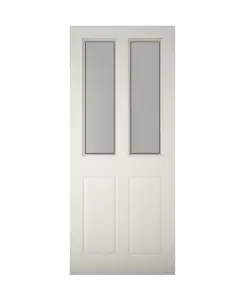 4 panel Frosted Glazed White Wooden External Panel Front door, (H)1981mm (W)838mm