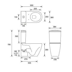 Cooke & Lewis Helena White Close-coupled Toilet with White seat Soft close seat