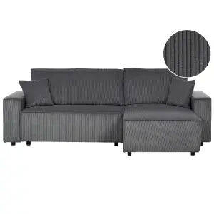 Sofa Bed ABACKA Graphite Grey Corduroy Left Hand