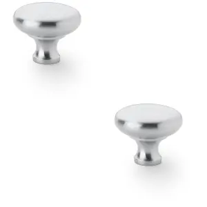 2 PACK - Victorian Round Door Knob - Satin Chrome 38mm - Kitchen Cabinet Pull Handle