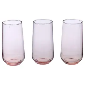 Queensway Home & Dining 470ml 6 Pcs Pink Coloured Highball Tall Cocktails Juice Glasses