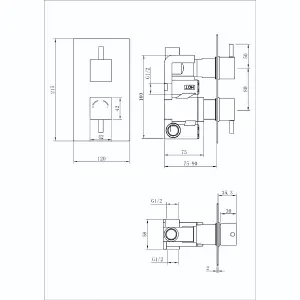 Venus Chrome Single Outlet Concealed Valve & Square Shower Head With Square Controls