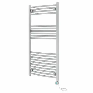 Rinse Bathrooms Smart WiFi Thermostatic Electric Bathroom Curved Heated Towel Rail Radiator with Timer 1200x600mm - Chrome