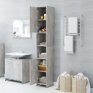 Berkfield Bathroom Cabinet Concrete Grey 30x30x183.5 cm Engineered Wood