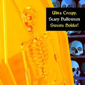 Halloween Sweet Bowl - Skeleton Coffin Box With Lid Scary Halloween Orange