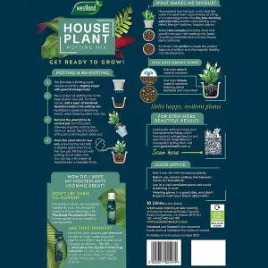 Peat Free Compost for Indoor Plants - 2 x 10 Litre Bags - House Plant Potting Mix - Promotes Healthy Root Growth