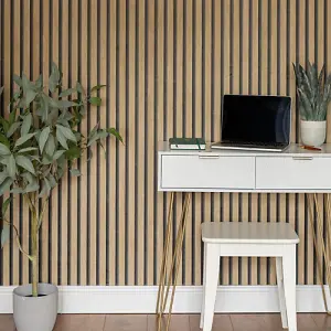 Nu Wallpaper Acoustic Wooden Slats Self Adhesive Wallpaper 5.49m(L) 52.07cm(W)