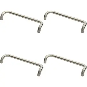 4x Cranked Pull Handle 480 x 30mm 450mm Fixing Centres Satin Stainless Steel