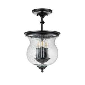 Luminosa Pickering Lane 3 Light Lanterns Pendant Ceiling Light, Black