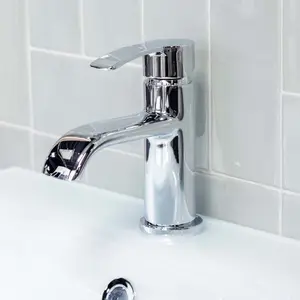 Halo Polished Chrome Round Deck-mounted Basin Mono Mixer Tap