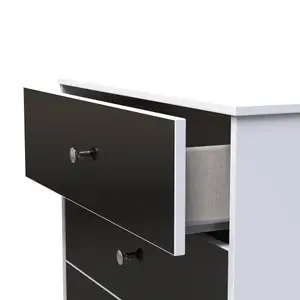 Taunton 4 Drawer Deep Chest in Black Gloss & White (Ready Assembled)