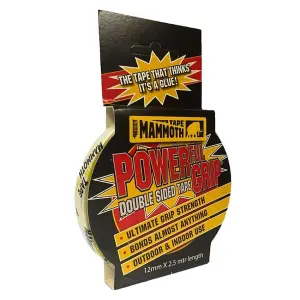 Everbuild Mammoth Powerfull Grip Double Sided Tape Extra Strong 12mm 2.5m Long