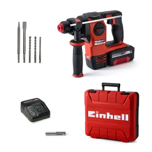 Einhell Cordless Rotary Hammer Drill Kit 2.2J 18V Power X-Change Brushless With Battery + Charger + Carry Case HEROCCO