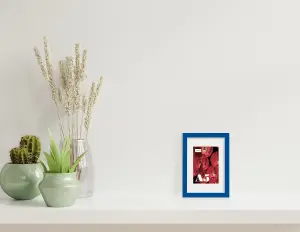 A5 Blue Picture Frame With Mount for A6 (10.5 x 14.8cm - 4.1 x 5.8in) Poster, Photo, Artwork, or Print.