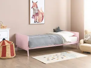 Wooden EU Single Size Bed Pastel Pink BONNAC