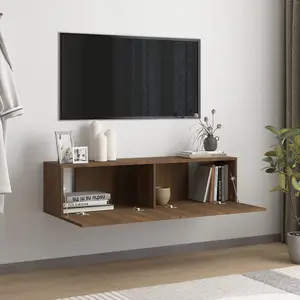 Berkfield TV Wall Cabinet Brown Oak 120x30x30 cm Engineered Wood