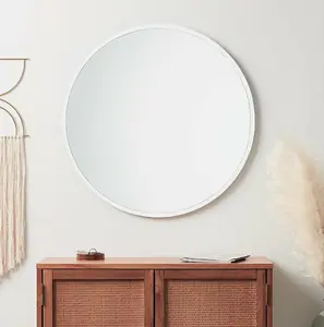 White Round Wall Mounted Framed Bathroom Mirror 40 cm