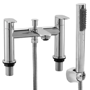 BATHWEST Bath Taps with Shower,Bathroom Square Tub Mixer Taps Dual Lever Bath Filler Tap Chrome