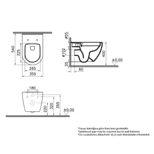 VitrA Koa White Slim Wall hung Round Toilet set with Soft close seat