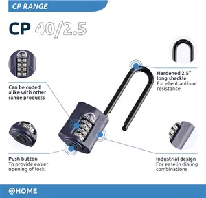 Squire CP40/2.5 Blue Steel & zinc Combination Padlock (H)113mm (W)40mm