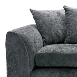 Harriet Crushed Chenille 3 Seater Sofa in Dark Grey