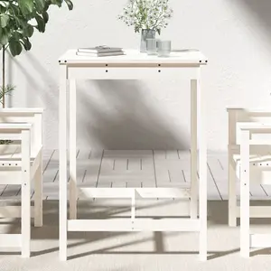 Berkfield Garden Table White 82.5x82.5x110 cm Solid Wood Pine