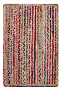 MISHRAN Rectangular Jute Area Rug Hand Woven with Recycled Fabric 60 cm x 90 cm