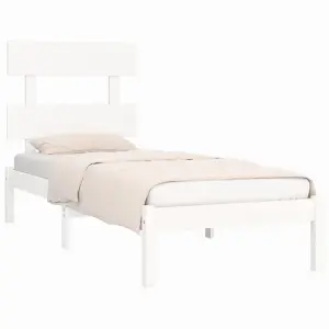 Berkfield Bed Frame White Solid Wood 100x200 cm