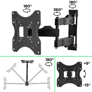 Duronic TVB420 Full Range TV Bracket, Swivel and Tilt Wall Mount with VESA 600x400 for Flat Screen Television 17-56"