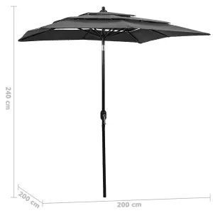 Berkfield 3-Tier Parasol with Aluminium Pole Anthracite 2x2 m