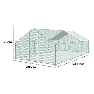 KCT Large Walk-In Chicken Run / Duck Pen - 6 x 3m  - Outdoor Garden Pet/Dog Enclosure Kennel Hen Coop - Galvanised