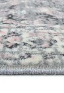 Melrose Colorama Traditional Design Grey/Pink Medium Indoor Area Rug 120/170cm