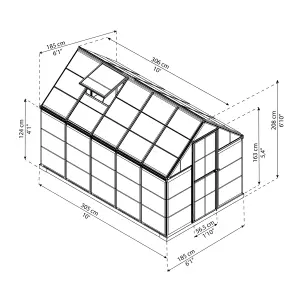 Palram - Canopia Harmony Grey 6X10 Greenhouse with Adjustable vent