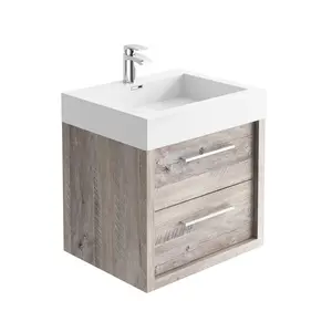 Walker 600mm Single Bathroom Vanity with Integrated Resin Basin Light Sawn Oak