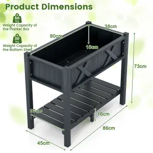 Costway HIPS Raised Garden Bed Elevated Planter Box Flower Growing Bed w/ Drainage Holes