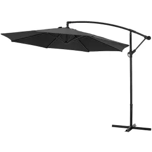 3M Outdoor Black Cantilever Crank Tilt Swivel Banana Umbrella Sunshade with Cross Base