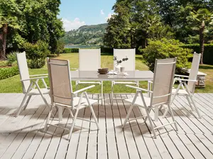 Set of 6 Garden Chairs CATANIA Metal Beige