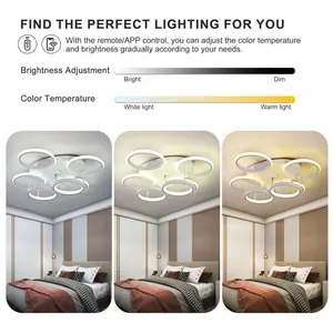 Cashon 63cm 7 - Blade Dimmable LED Ceiling Fan with Remote Control and APP White