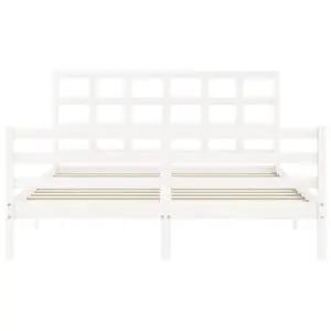 Berkfield Bed Frame with Headboard White 160x200 cm Solid Wood