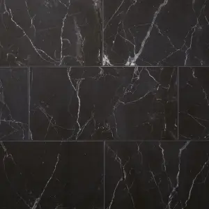 Elegance Black Gloss Marble effect Ceramic Floor Tile Sample