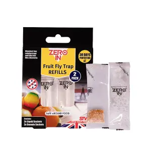 Zero In Fruit Fly Trap Refill Sachets Twin Pack Non Toxic Chemical Free Solution