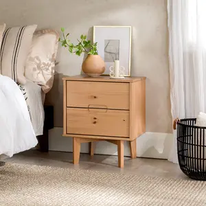 Ulti 2 Drawer Bedside Table Natural Pine