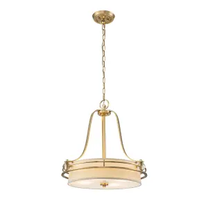 Elstead Quoizel Gotham Cylindrical Pendant Ceiling Light Brushed Brass