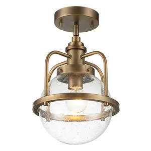 Luminosa Kichler Triocent Globe Pendant Ceiling Light Natural Brass, IP44