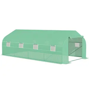 Outsunny 6 x 3M Walk in Polytunnel Greenhouse Large Outdoor Grow House w/ Door