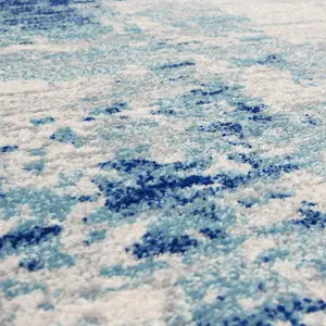 Blue Modern Abstract 9mm Thick Stain-Resistant Rug For Bedroom, & Dining Room, Easy to Clean Area Rug-160cm X 230cm