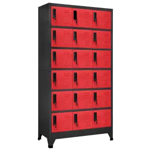 Berkfield Locker Cabinet Anthracite and Red 90x40x180 cm Steel