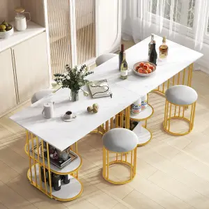 Costway 3 Pcs Modern Dining Table Set Rectangular kitchen Table with 2 Stools