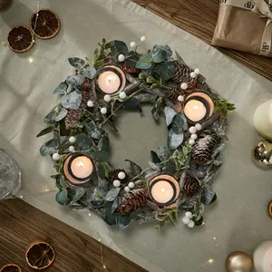 Nature Trail Wreath Tealight Xmas Table Decoration Centrepiece Christmas Décor Candle Holder