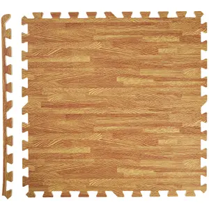 Gym Mats - 12 interlocking sections with 24 edge pieces, 61 x 61 cm each - wood decor